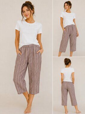 Patagonia Brown Striped Cropped Capri Pants